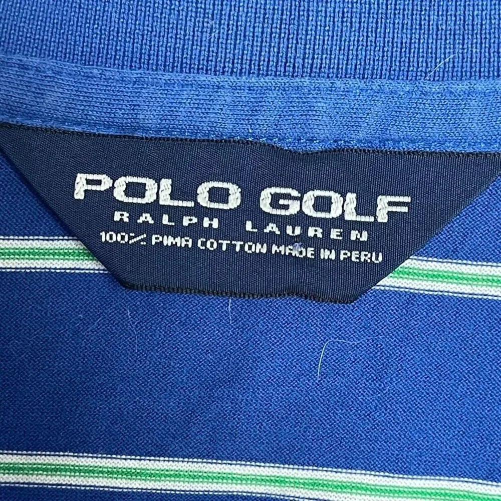 Polo Golf Ralph Lauren Polo Shirt Mens XXL Striped Blue Short Sleeve Pony Casual